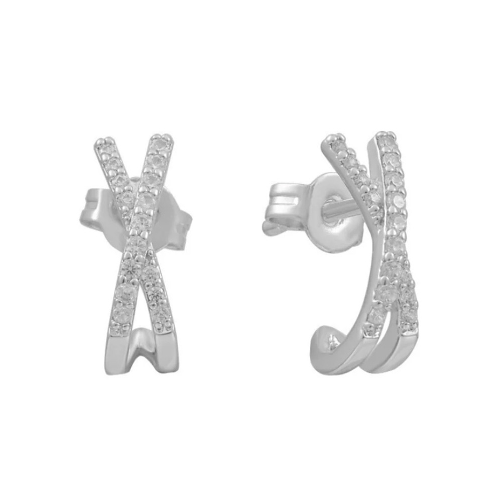 ⭐️(3/$25) NWOT EVRY JEWELS Silver Crossover Earrings